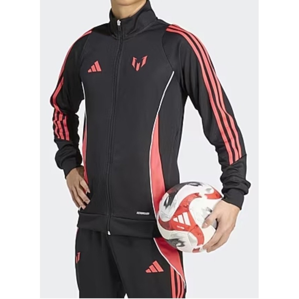 Adidas Messi Track Jacket Men Black Red Slim Fit Full Zip Messi Soccer Run Small